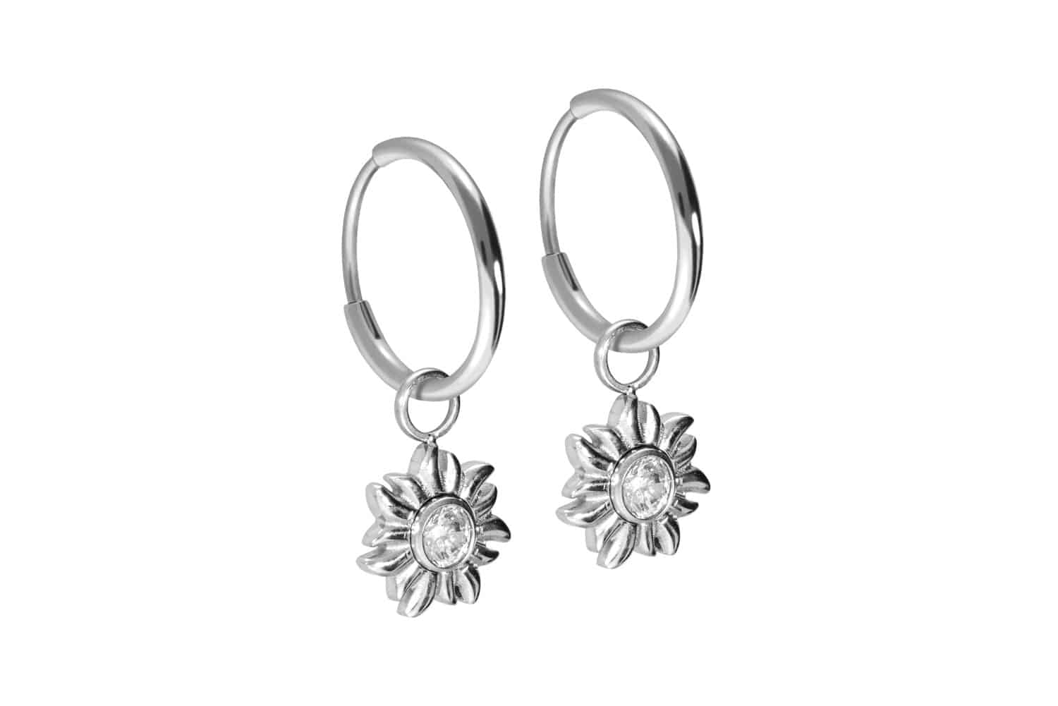 Titan Ohrclicker Creolen SONNE + KRISTALL von Piercingline